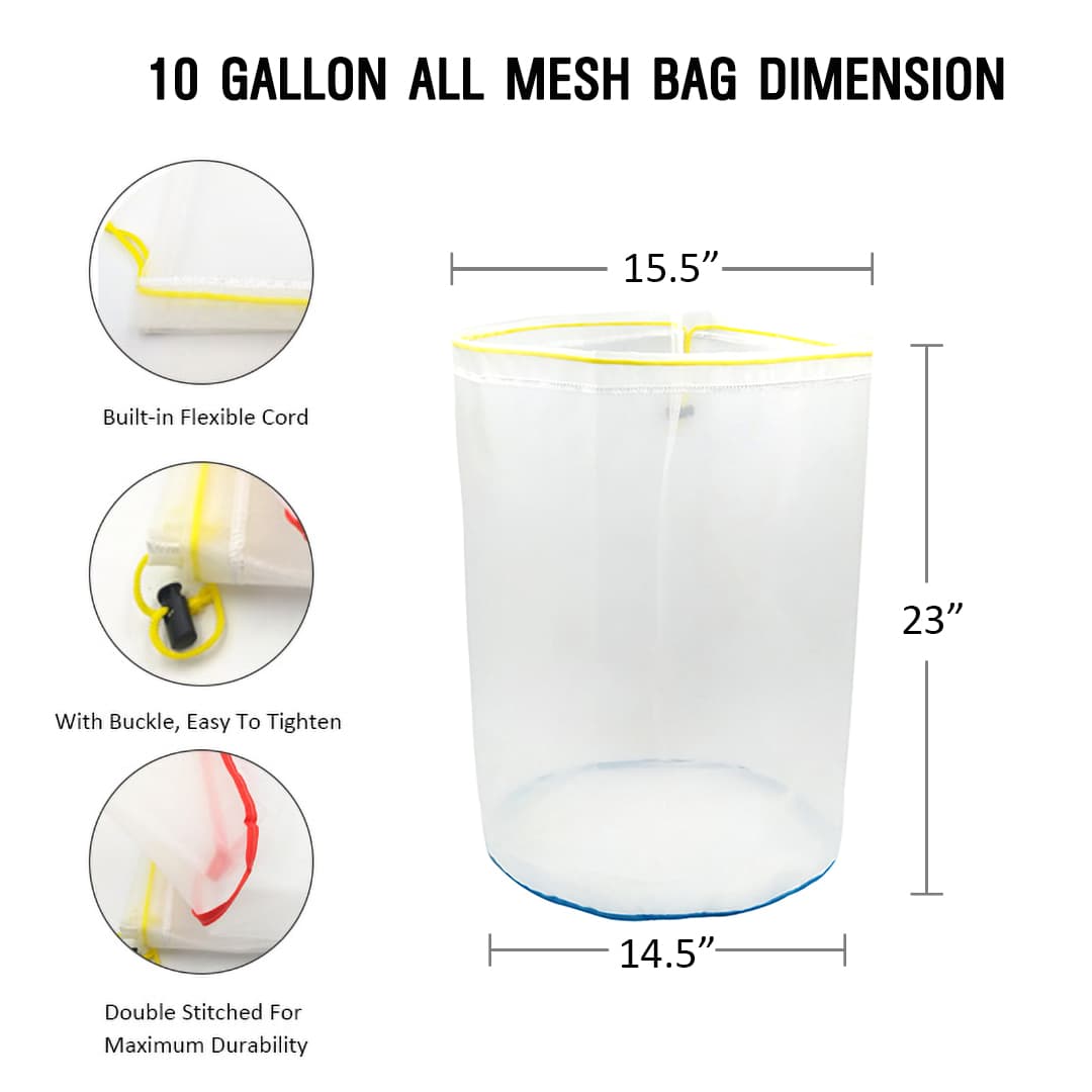 10 Gallon All Mesh Bubble Hash Bags- Single Bag