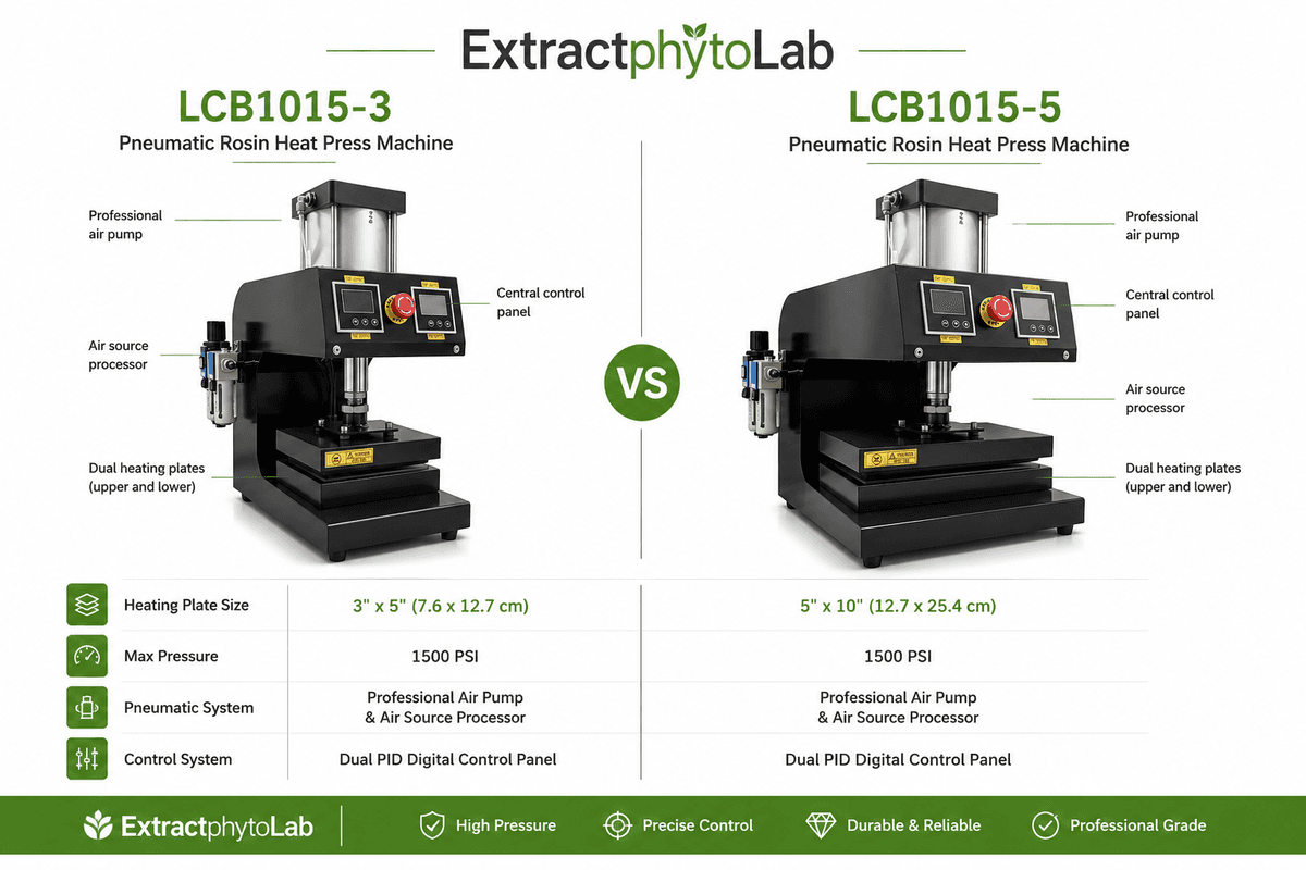 LCB1015-3 Pneumatic Rosin Heat Press Machine and the LCB1015-5 Pneumatic Rosin Heat Press Machine